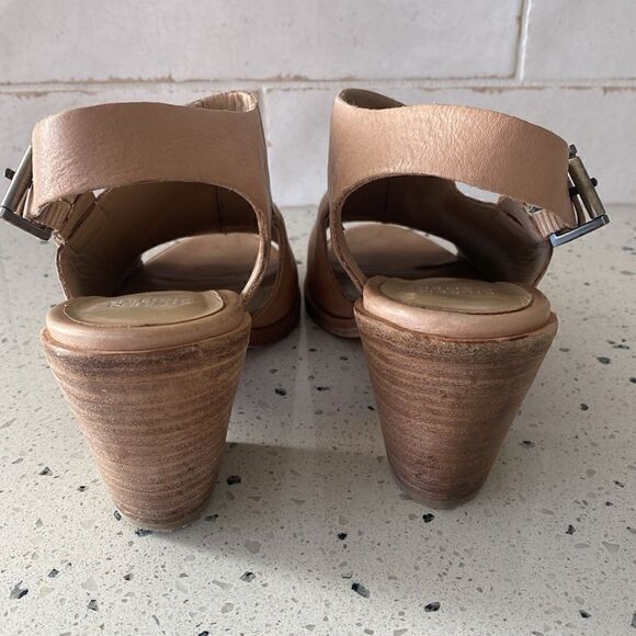 Eileen Fisher Glance Sand Leather Slingback Sandals Block Heel Women’s Size 7.5M - Picture 4 of 12
